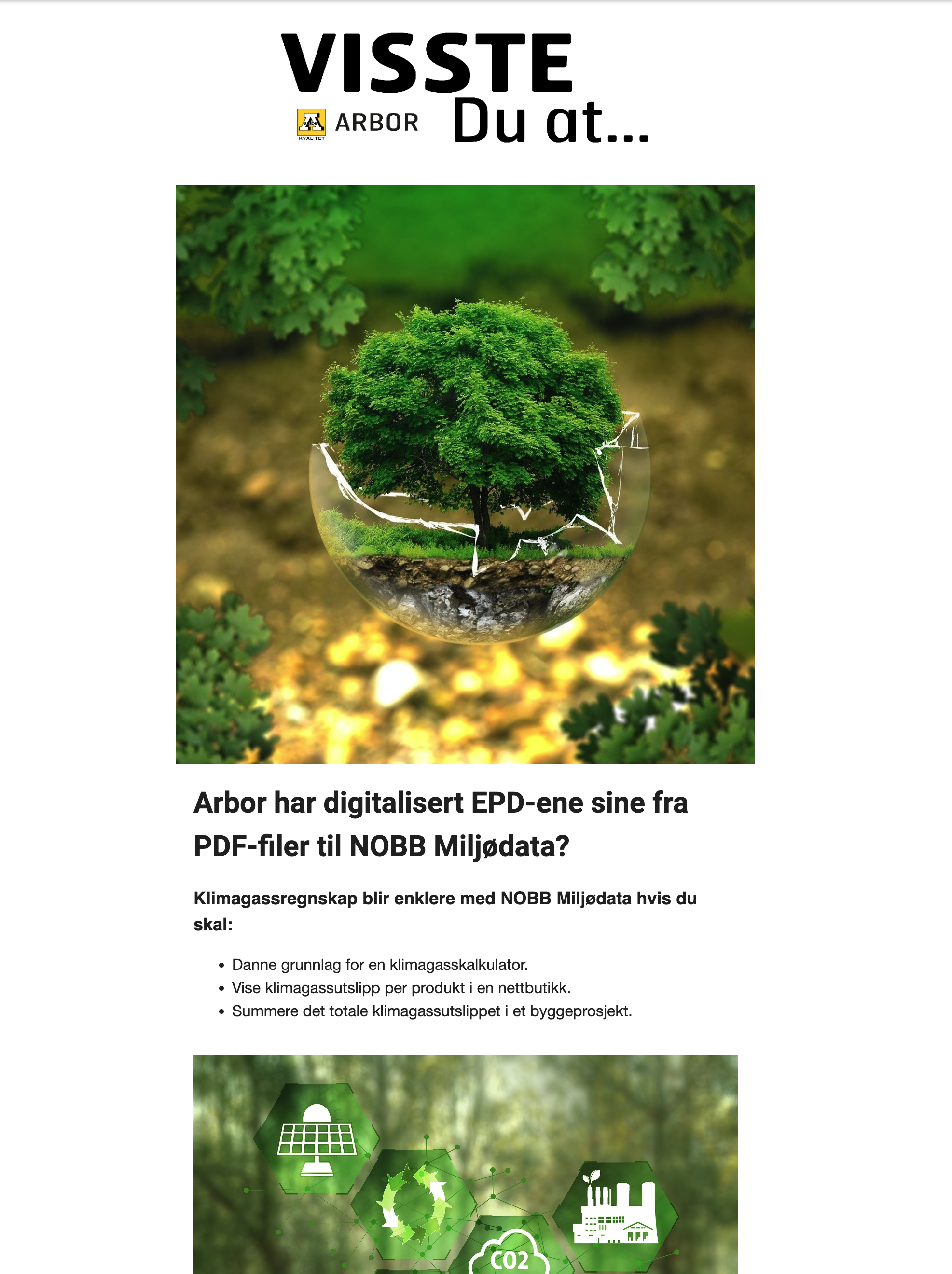 Arbor har digitalisert EPD-ene sine fra PDF-filer til NOBB Miljødata?