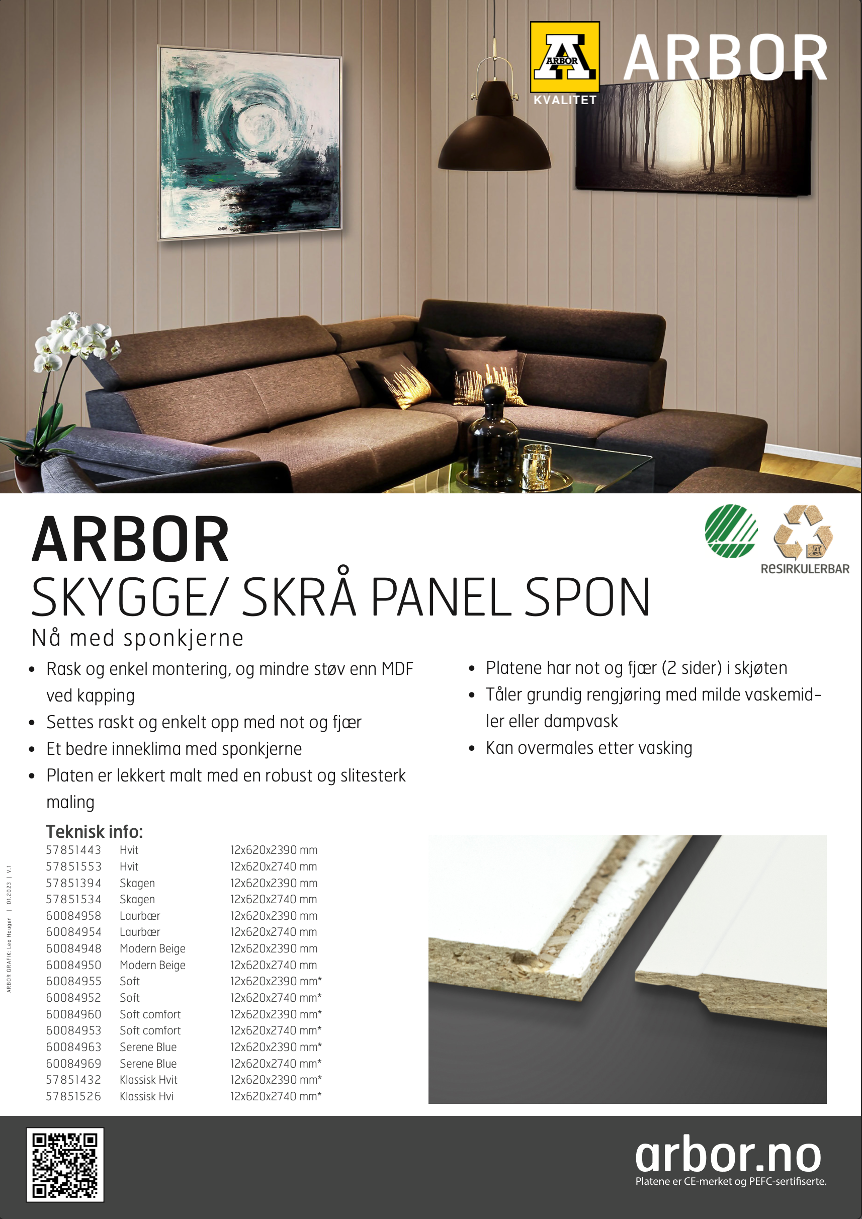 infoplakat for Arbor skygge/skrå panel i spon